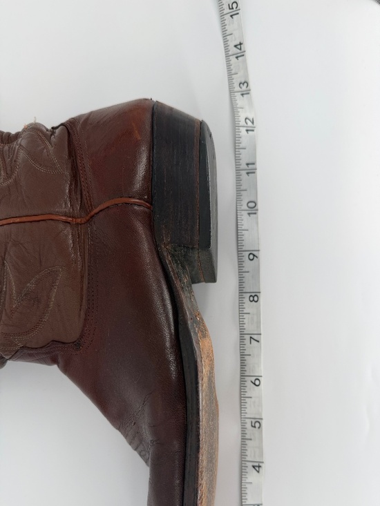 Vintage Nocona Brown Leather Western Cowboy Boots Size 9 D Made in USA Texas main image 15